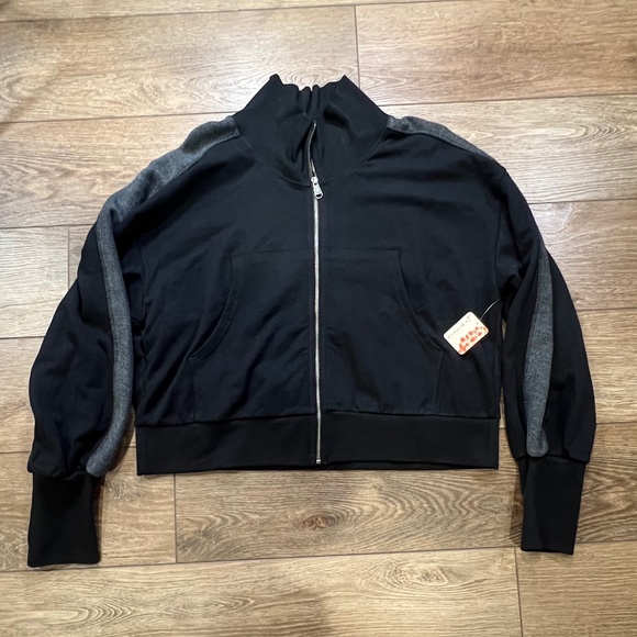 FP Movement By Free People High Jump Full-Zip Sweatshirt, Sz Large, Black/Gray - Picture 1 of 16